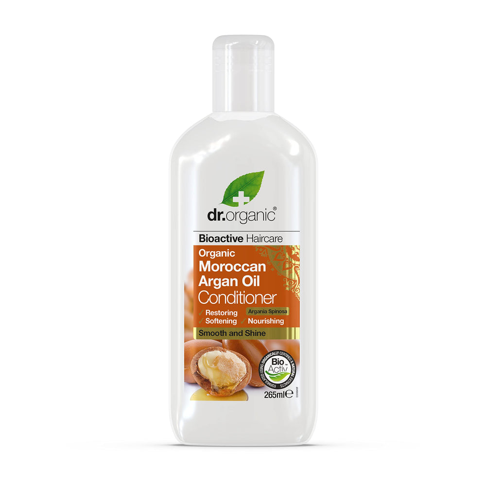 Dr. Organic Moroccan Argan Oil Conditioner bottle nourishes fine hair