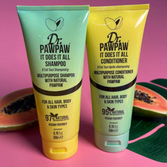 Dr. PAWPAW It Does It All Conditioner label highlights sulfate-free formula.
