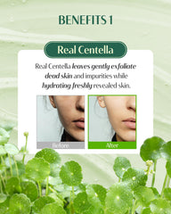 DR.PEPTI gel texture on hand demonstrates the gentle scrub suitable for dull skin