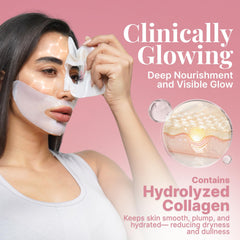 Dr. Sheen Bio Collagen mask on face ready for overnight absorption.