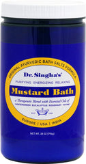 Dr. Singha's mustard bath powder close-up ready for a soothing soak