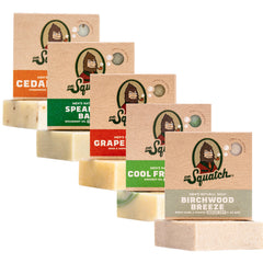 Dr. Squatch Birchwood Breeze bar soap in rugged packaging for a refreshing shower experience.