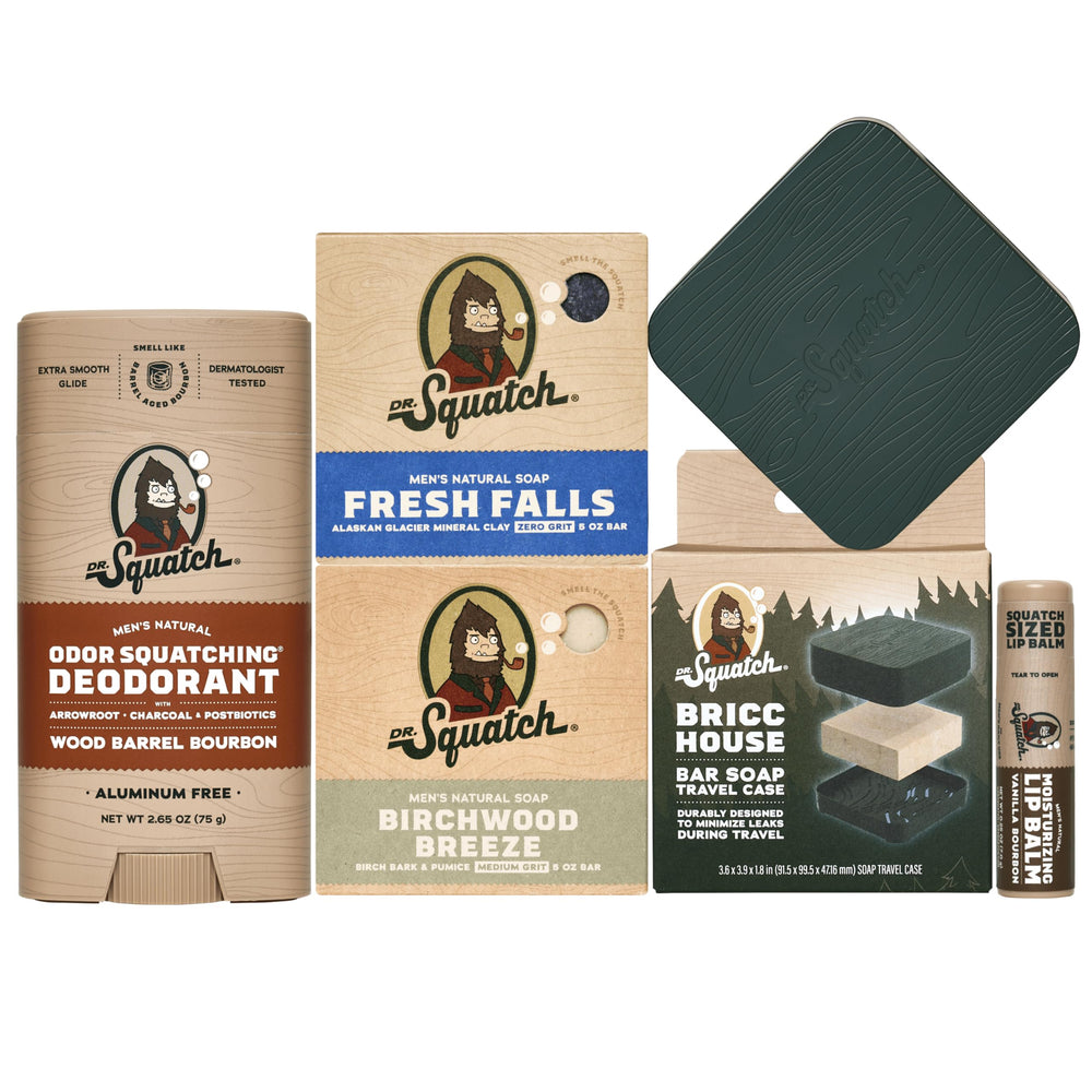 Dr. Squatch Bricc House travel case with leak-free, portable design.