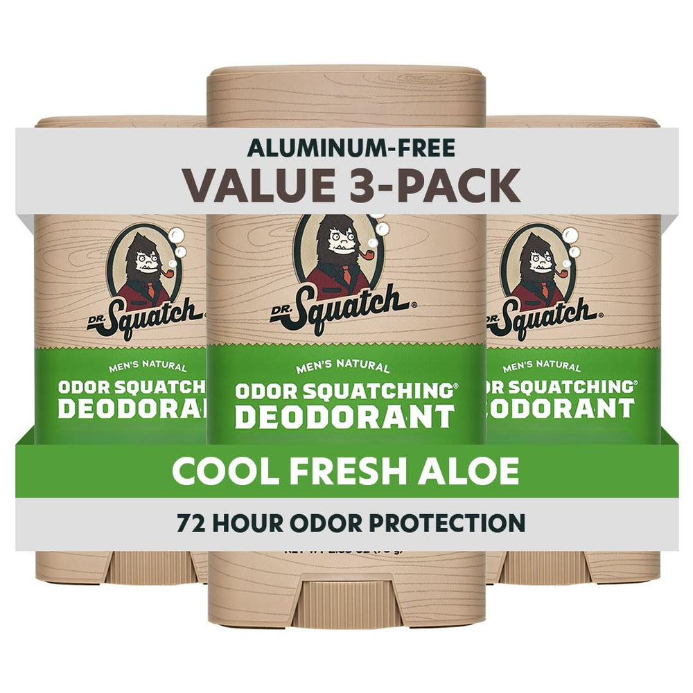 Dr. Squatch Cool Fresh Aloe deodorant stick provides all-day freshness.