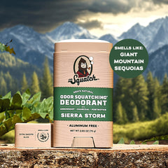 Dr. Squatch Lumberjack Lodge pack shot emphasizes dual-scent natural deodorant for men.