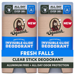 Dr. Squatch Invisible Glide deodorant bottle close-up showing smooth, invisible protection.