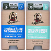 Dr. Squatch Invisible Glide Fresh Falls 2-pack front view showing stain-free, all-day freshness.