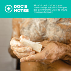 Dr. Squatch masculine shower routine with a fresh coconut scent.
