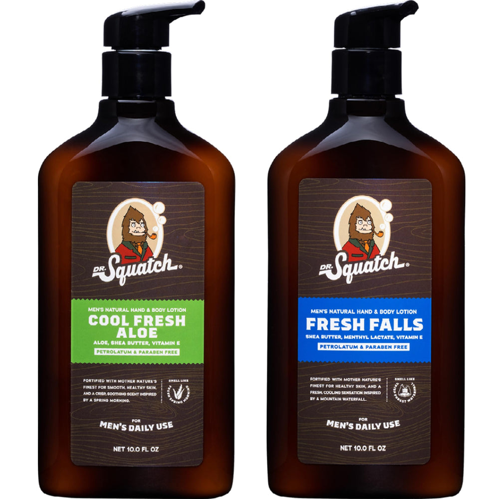Dr. Squatch lotion bottle Cool Fresh Aloe for quick, non-greasy hydration.
