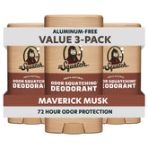 Dr. Squatch Maverick Musk deodorant stick front view showing natural protection