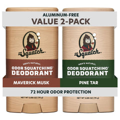 Dr. Squatch Maverick Musk Pine Tar deodorant stick for all-day odor protection.