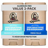 Dr. Squatch Natural Deodorant Coconut Castaway front view offers aluminum-free odor protection