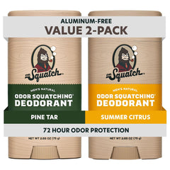 Dr. Squatch Pine Tar and Summer Citrus deodorant stick for all-day freshness