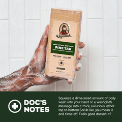 Dr. Squatch Pine Tar body wash close-up bottle showing texture