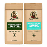 Dr. Squatch Pine Tar Coconut Castaway bottle with long-lasting scent for daily showers.