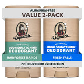 Dr. Squatch Rainforest Rapids deodorant bottle for all-day odor protection.