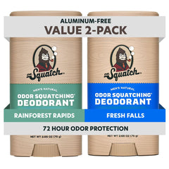 Dr. Squatch Rainforest Rapids deodorant bottle for all-day odor protection.