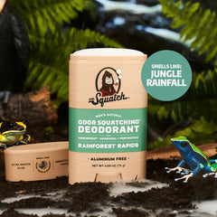Dr. Squatch Rainforest Rapids deodorant stick for all-day odor control.