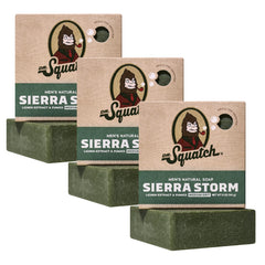 Dr. Squatch Sierra Storm 3-pack front view highlights rugged cleansing for a natural cleanse