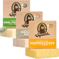 Dr. Squatch Summer Citrus bar soap front view, delivers zesty scent for an energizing start.