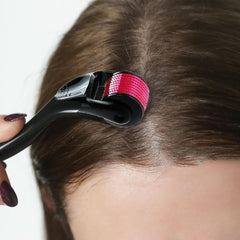 Dr.stamp Derma Roller with ergonomic handle for comfortable, controlled rolling.
