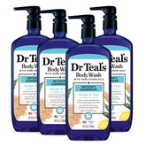 Dr Teal's body wash bottle with pure Epsom salt for refreshed skin.