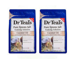 Dr Teal's Coconut Oil Soaking Solution two-pack bags for a soothing bath.