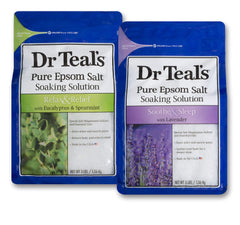 Dr Teal's Relax & Relief eucalyptus spearmint 3lb bag front for soothing tired muscles.