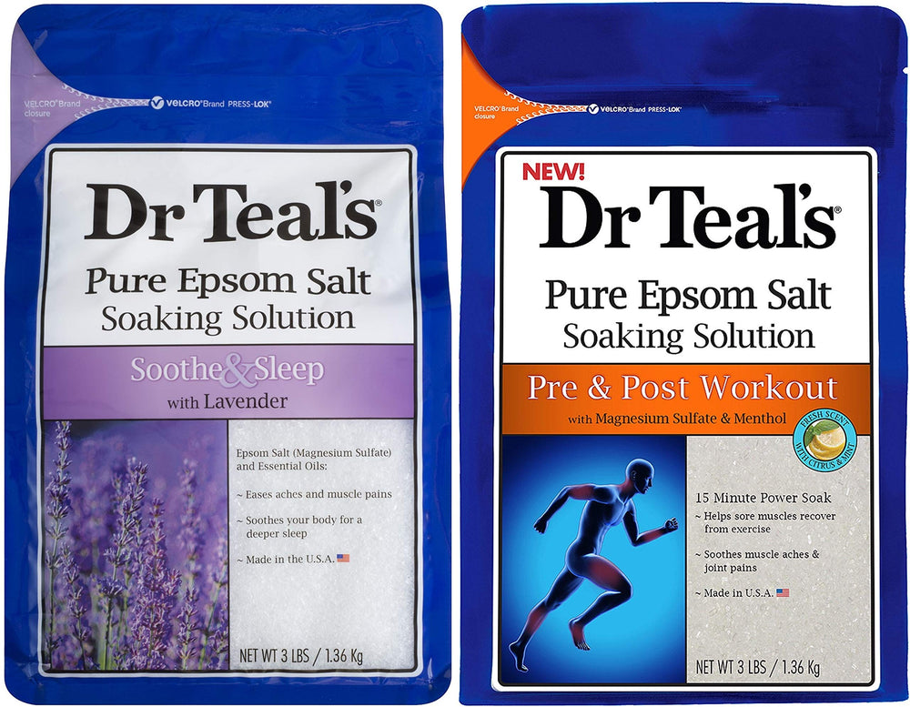Dr Teal's Lavender Epsom Salt 3lb bag enhances soothing bath rituals.