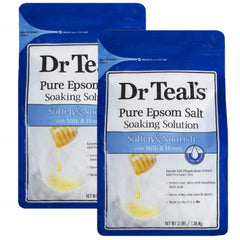 Dr Teal's Milk and Honey soaking salt bag helps ease tired muscles after workouts.