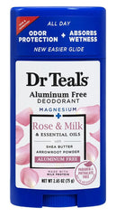 Dr Teals Rose & Milk deodorant bottle – 2.65oz, moisturizing blend for smoother skin.