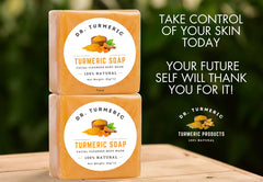 Dr. Turmeric bar curcumin detail highlights turmeric specks and calming aesthetics.