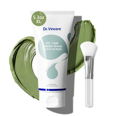 Dr Vincent deep pores cleansing green clay mask packaging close-up highlighting plant-based formula.