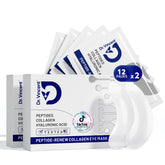 Dr Vincent peptide under-eye patches packaging close-up showcases vegan, premium eye care.