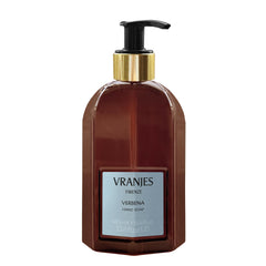Dr. Vranjes Verbena hand soap bottle offers luxurious Italian care and fragrance.