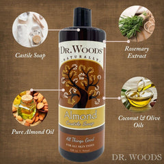 Cruelty-free, vegan formula of Dr. Woods Castile soap.