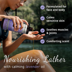 Dr. Woods Lavender Castile Soap label highlights organic shea butter and ingredients.