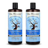 Dr. Woods peppermint castile soap bottle for gentle facial and body cleansing
