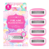 DreamGenius women's razor refills in pink with four cartridges for smooth, versatile shaving