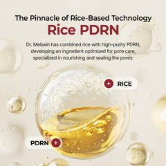 Dr.Melaxin rice-based PDRN serum ingredients shown for skin support.