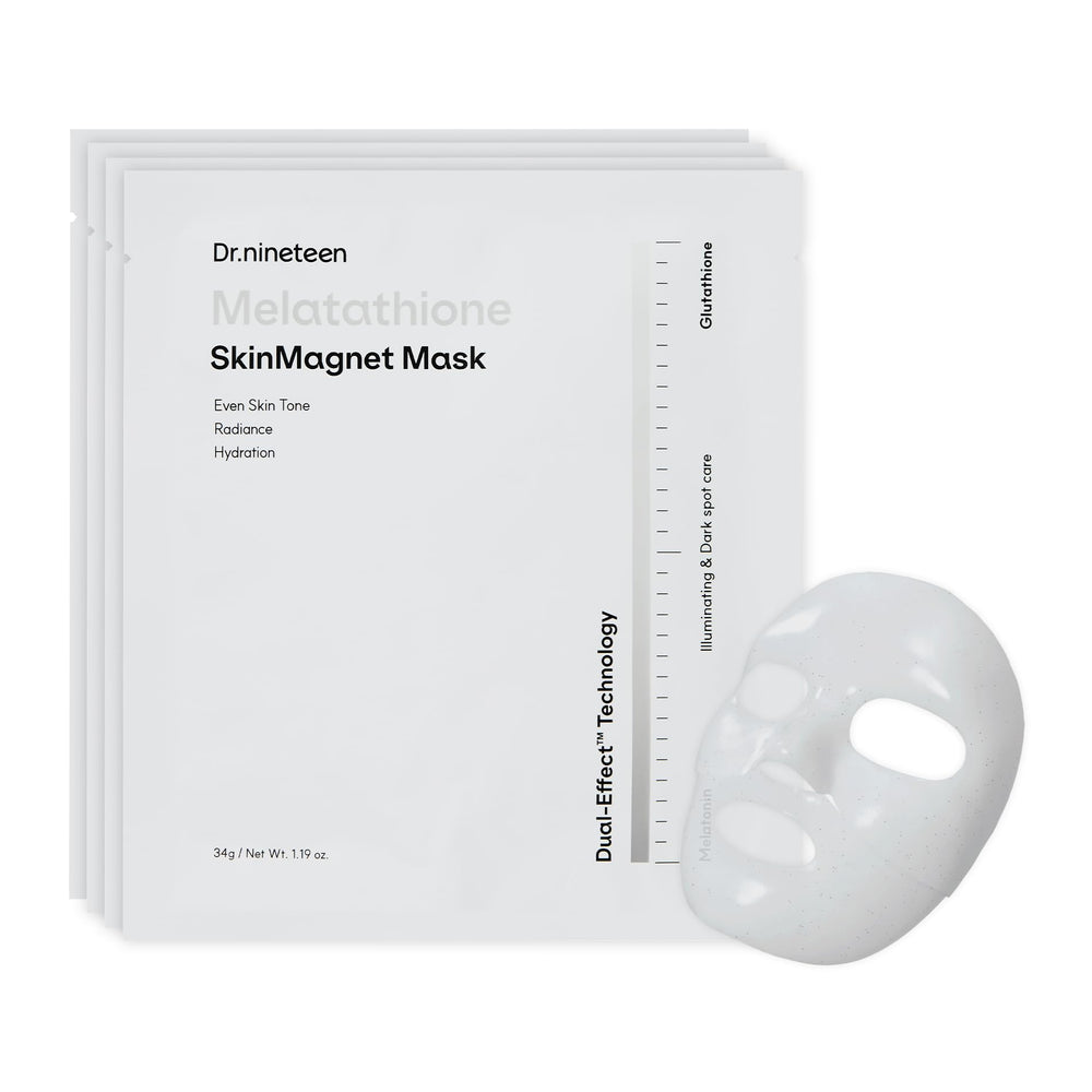 Dr.nineteen Melatathione Hydrogel Mask packshot showing radiant skin