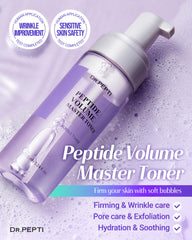 Bubble-application view of DR.PEPTI Toner showing gentle, mess-free toning.