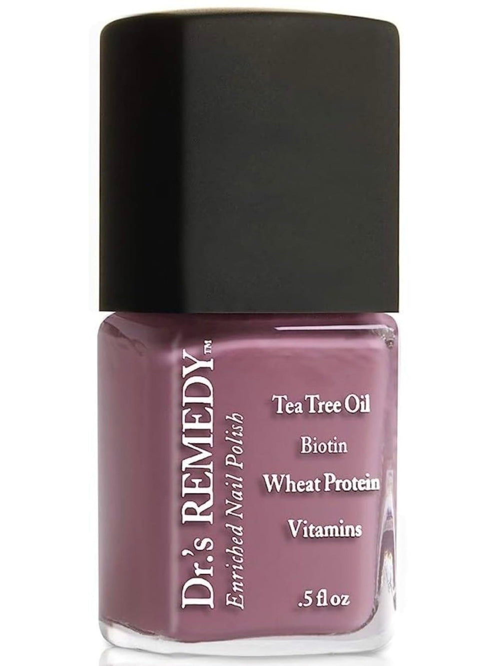 Dr.'s Remedy Enriched Nail Polish bottle closeup reveals non-toxic formula for healthier nails.