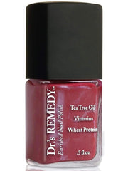 Dr.'s Remedy Enriched Nail Polish Cheerful Cherry bottle shows vibrant color and long wear.