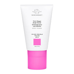 Drunk Elephant Happi Scalp Scrub bottle close-up, exfoliating scalp for balanced, flake-free results.