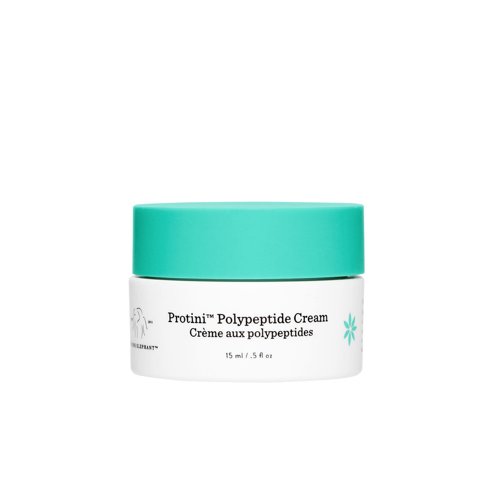 Drunk Elephant Protini cream jar close-up, showing hydrating, firming care.