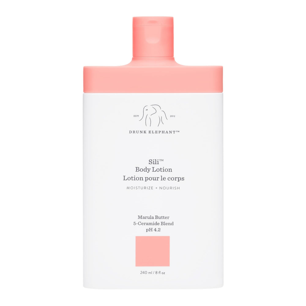 Drunk Elephant Sili Body Lotion bottle for lightweight daily hydration.