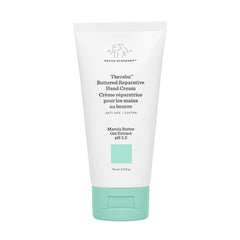 Drunk Elephant Therabu Buttered Hand Cream bottle close-up showing 24-hour moisture for dry hands