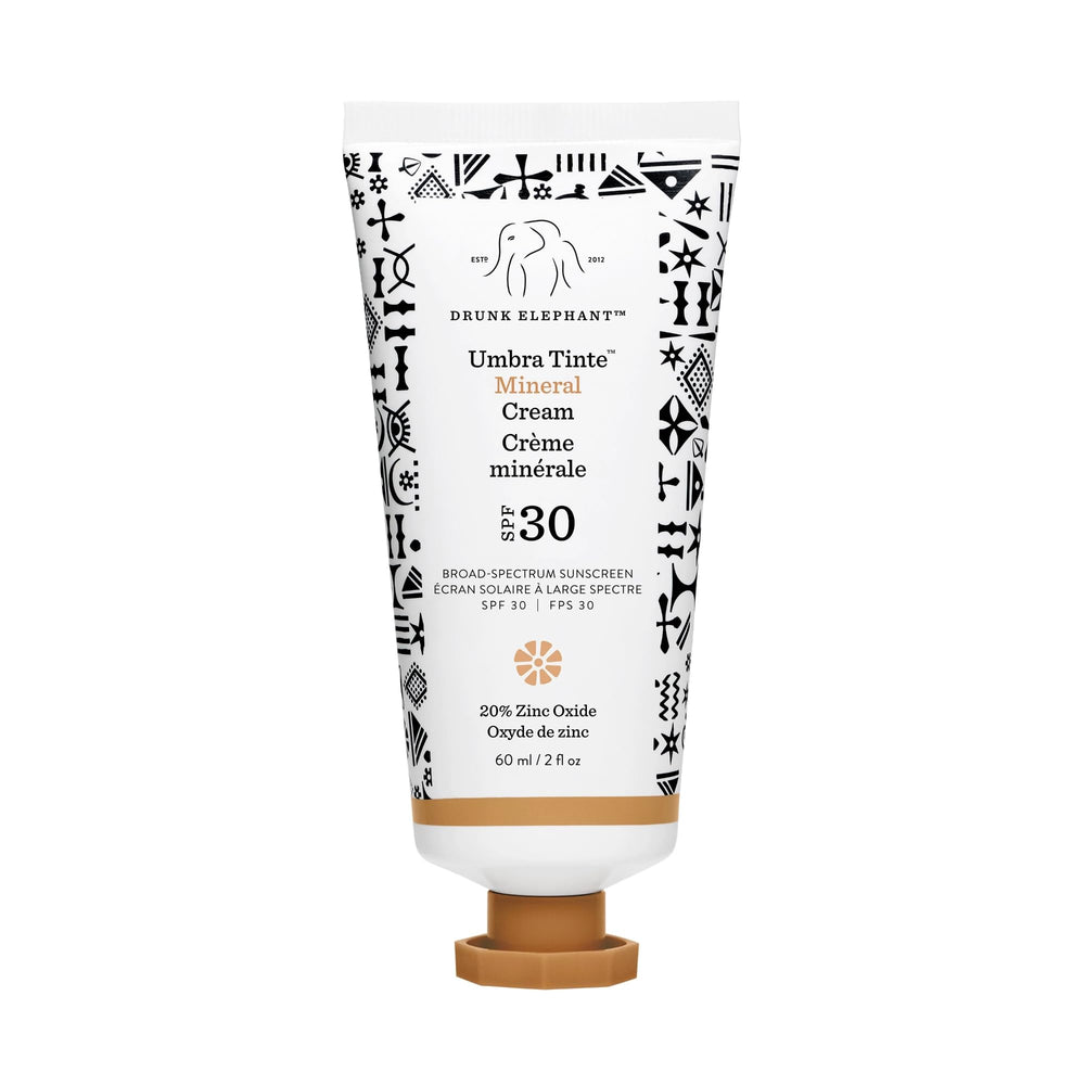 Drunk Elephant Umbra Tinte bottle closeup with SPF 30 for daily mineral protection