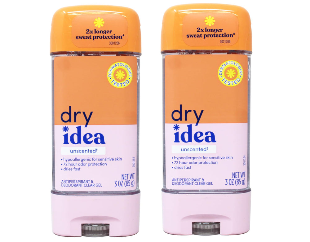 Dry Idea Advanced Dry Unscented bottle showcases discreet, long-lasting protection for daily wear.